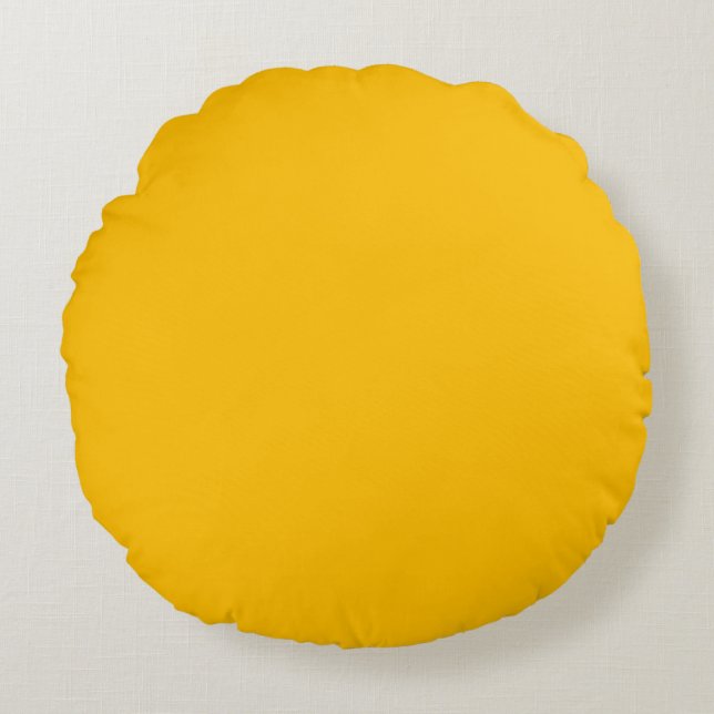 Neon Amber Solid Colour | Classic Round Cushion (Front)