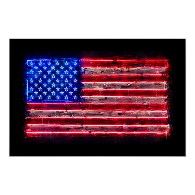 Neon American Flag Poster (Front)
