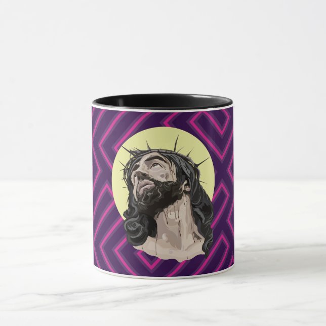 Neon Andean Pattern Jesus Christ Mug - Taza Cristo (Center)