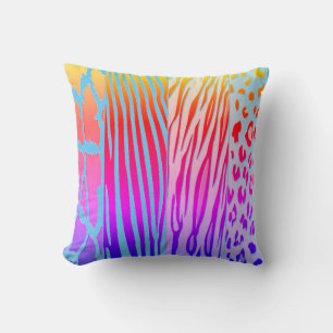 Neon Animal Printed Zebra Stripe Pillow