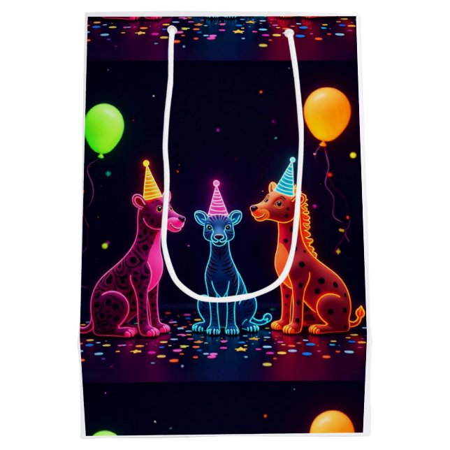 Neon Animal Themed Wrap Medium Gift Bag (Back)
