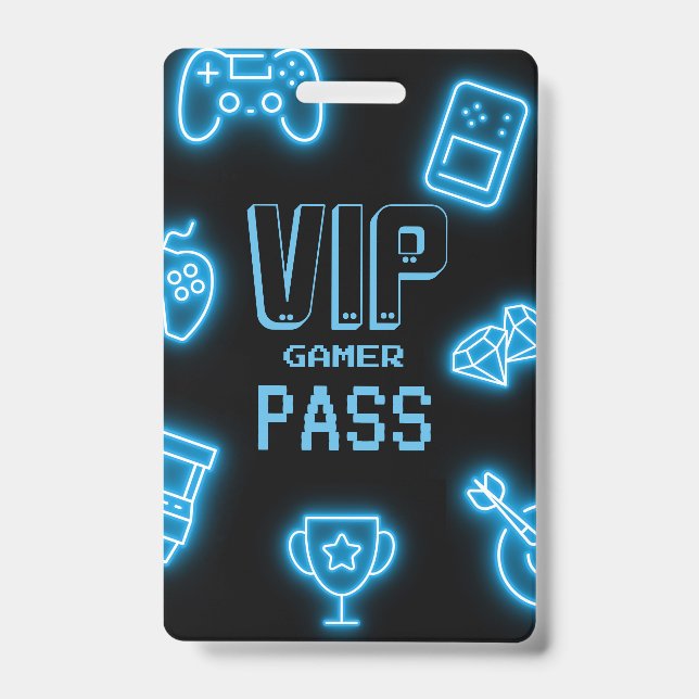 Neon Any year video games birthday  ID Badge (Front)