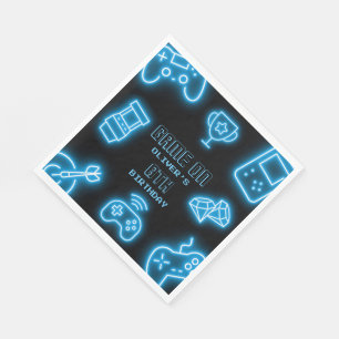 Neon Any year video games birthday Napkin