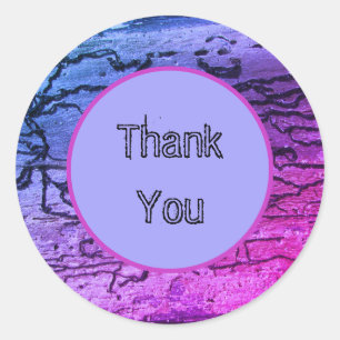 Neon Appreciation Blue Pink Abstract Thank You Classic Round Sticker