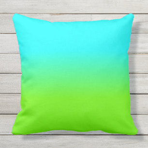 Neon Aqua and Neon Green Ombré  Shade Colour Fade Cushion
