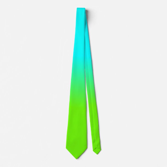 Neon Aqua and Neon Green Ombré  Shade Colour Fade Tie (Front)