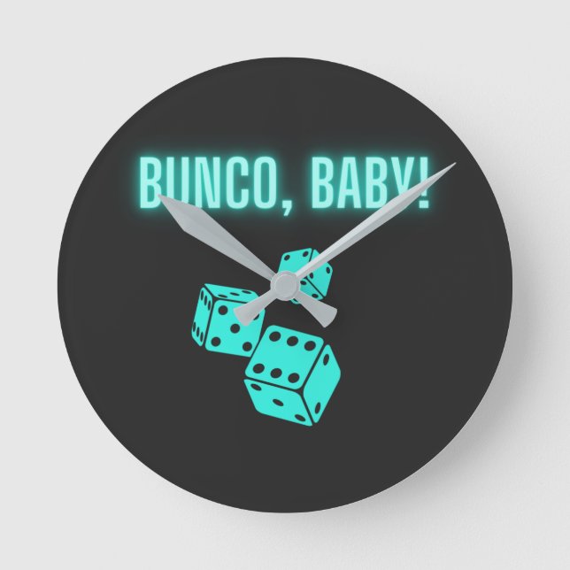 Neon Aqua Bunco Baby   Round Clock (Front)
