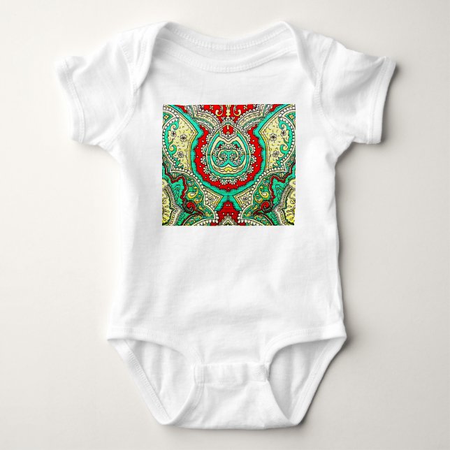 Neon arabesque ornament: 80s style. baby bodysuit (Front)