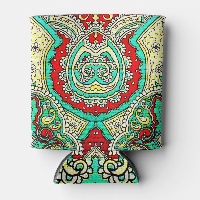 Neon arabesque ornament: 80s style. can cooler (Front)