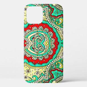 Neon arabesque ornament: 80s style. iPhone 12 case