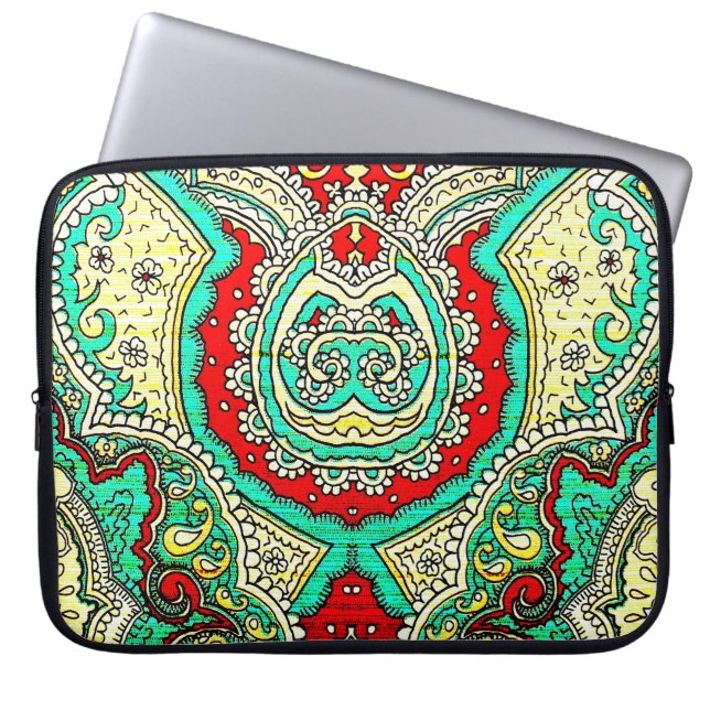 Neon arabesque ornament: 80s style. laptop sleeve (Front)