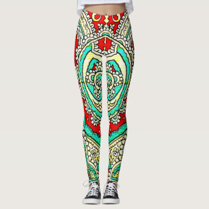 Neon arabesque ornament: 80s style. leggings