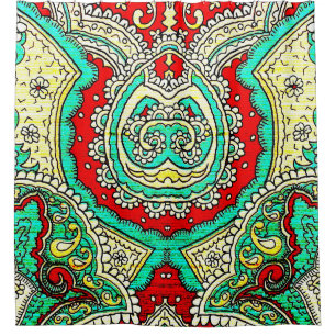 Neon arabesque ornament: 80s style. shower curtain