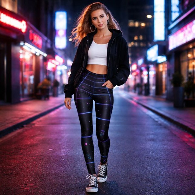 Neon Arcade Grid 80s Retro  Leggings (Creator Uploaded)