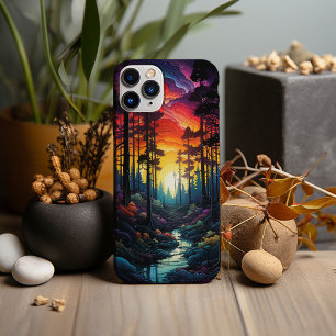 Neon Art, Psychedelic Pine Tree Forest iPhone 13 Pro Max Case