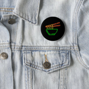 Neon Asian Noodle Bowl 6 Cm Round Badge