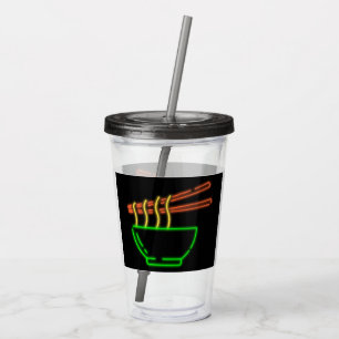 Neon Asian Noodle Bowl Acrylic Tumbler