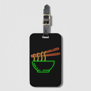 Neon Asian Noodle Bowl Luggage Tag