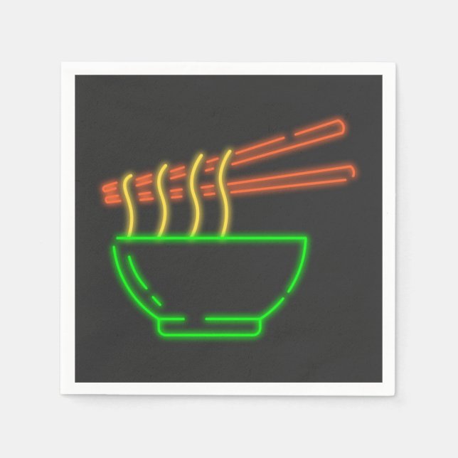 Neon Asian Noodle Bowl  Napkin (Front)