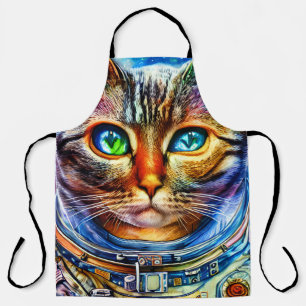 Neon Astronaut Cat Apron
