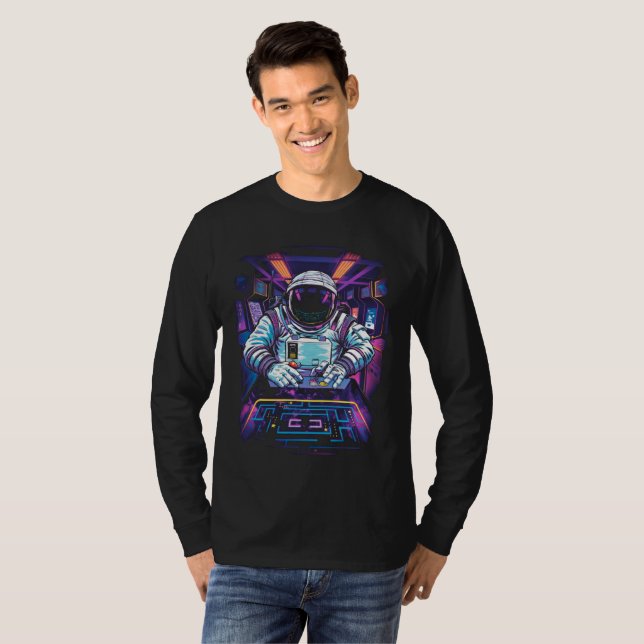 Neon Astronaut Cosmic Space Exploration Graphic  T-Shirt (Front Full)