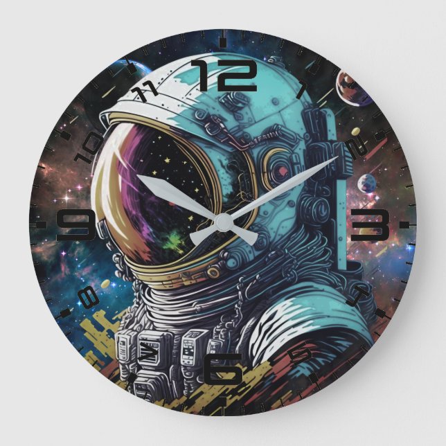 Neon Astronaut Galaxy Clock (Front)