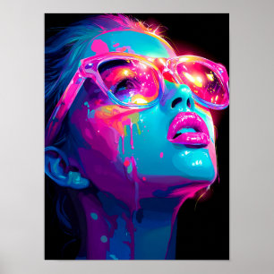 Neon Aura Poster   Bold Baddie Pop Art Print