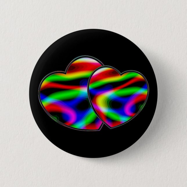 Neon Aurora Hearts 6 Cm Round Badge (Front)