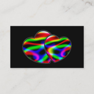 Neon Aurora Hearts Black Business Card