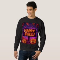 Neon Autumn Hoodie – Happy Fall Leaves, Pumpkins &