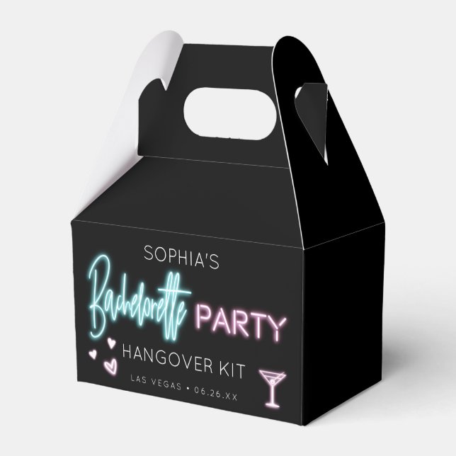 Neon Bachelorette Hangover Kit Favour Box (Front Side)