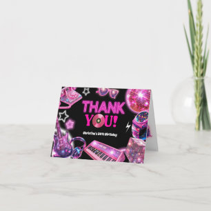 Neon Back to 80 Birthday Thank You Card
