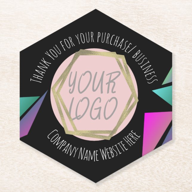 Neon Bar Restaurant Company Business Logo Square P Paper Coaster (Front)