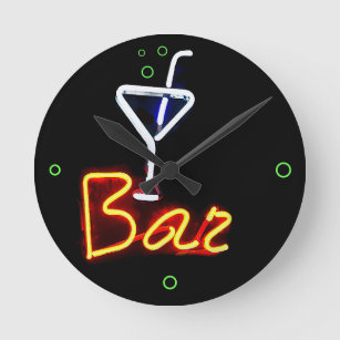 Neon Bar Round Clock