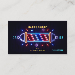 Neon Barber Pole Barber Business Card