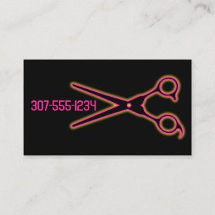 Neon barber scissors hair stylist beauty salon business card