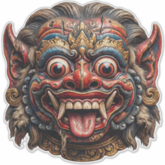 Neon Barong Guardian Sticker - Balinese Protection