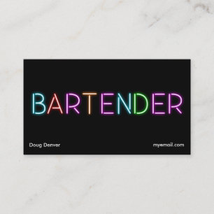 Neon bartender business cards