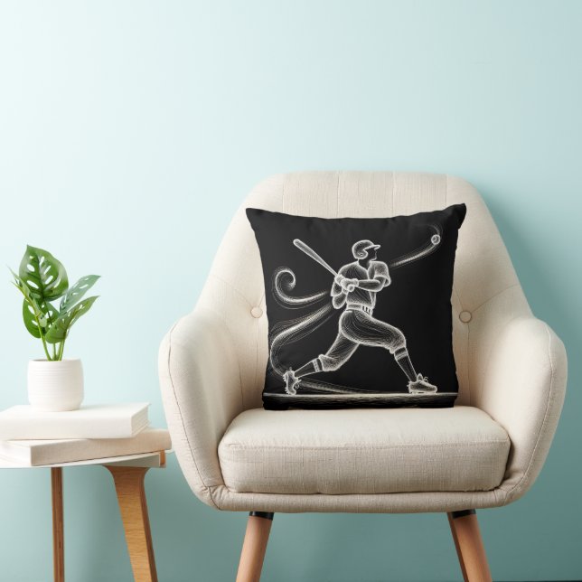 Neon Baseball Player Swinging A Bat Cushion (Chair)
