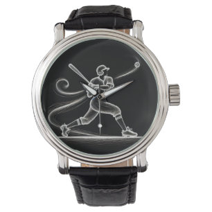 Neon Baseball Player Swinging a Bat Watch