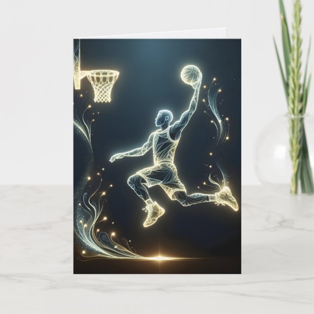 Neon Basketball Player Coach Thank You Card (Front)