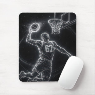 Neon Basketball Player Number 67 Mouse Pad
