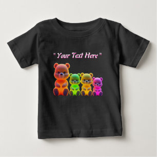 Neon Bear Family Digital Art  Baby T-Shirt