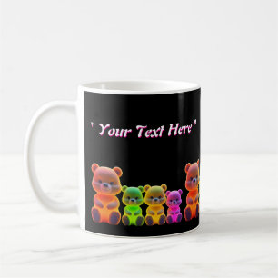 Neon Bear Family Digital Art  Coffee Mug