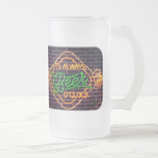 Neon Beer Sign Frosted Beer Mug Cup (Right)