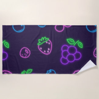 Neon Berry Pattern Beach Towel