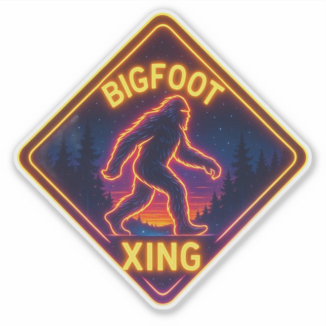 Neon Bigfoot Xing Sticker (Front)