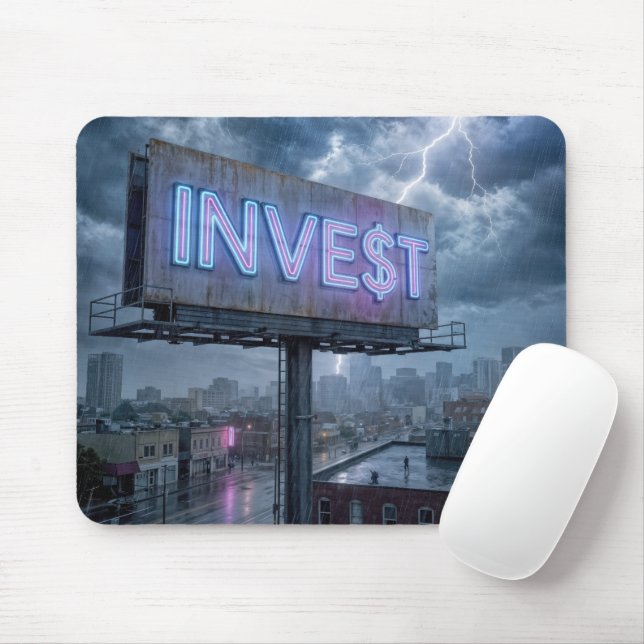 Neon Billboard with INVEST Text Mouse Pad (With Mouse)