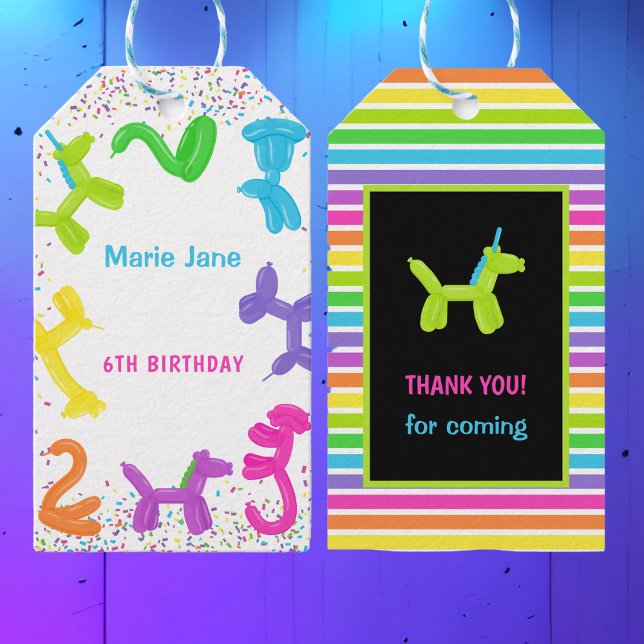 NEON BIRTHDAY ANIMALS BALLOONS GIFT TAGS (Creator Uploaded)