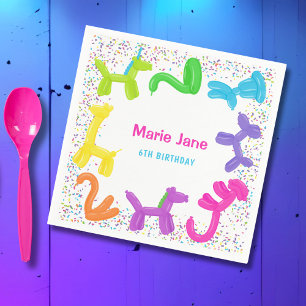 NEON BIRTHDAY ANIMALS BALLOONS PAPER PLATES NAPKIN